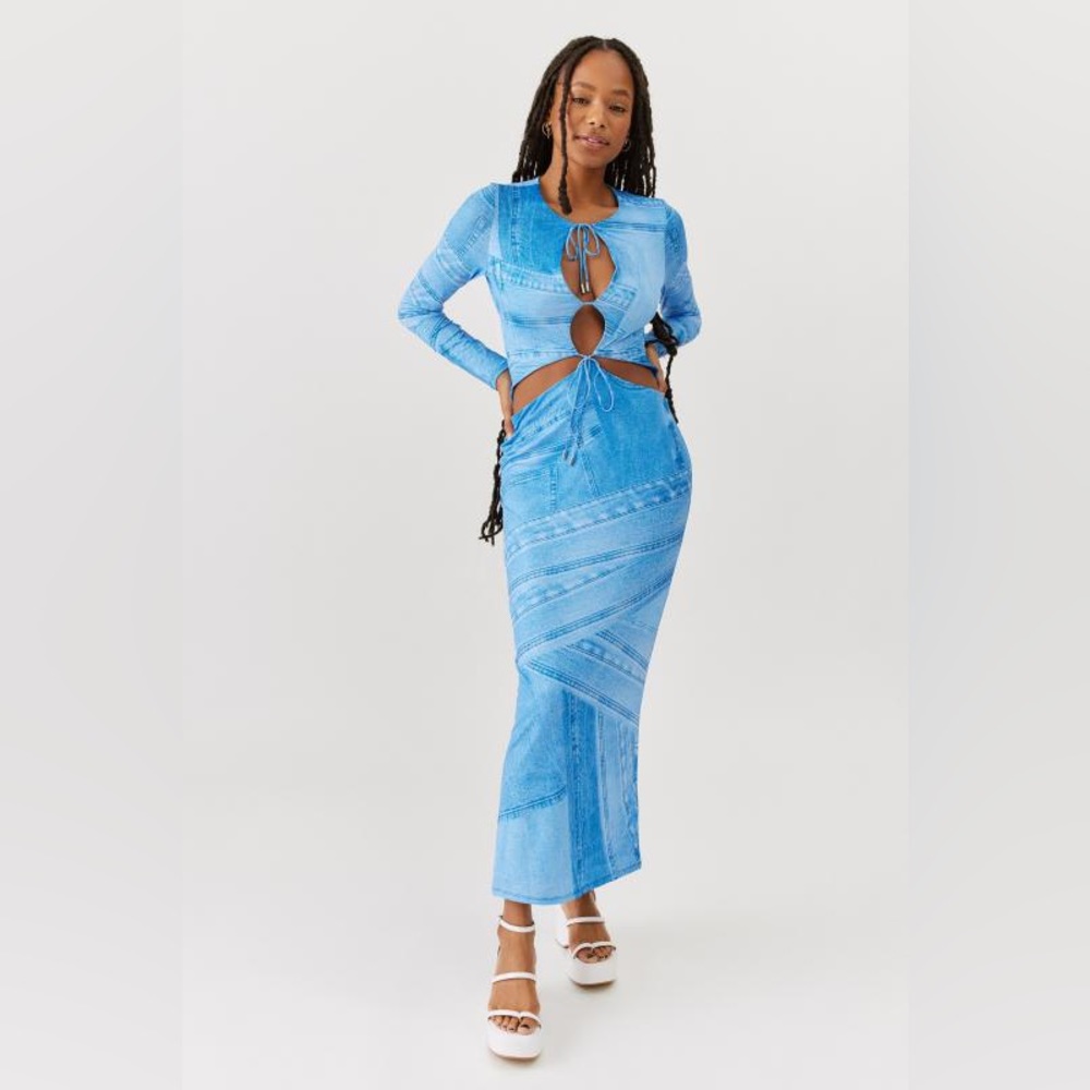 AFRM Marcella Printed Cutout Maxi Dress in XS